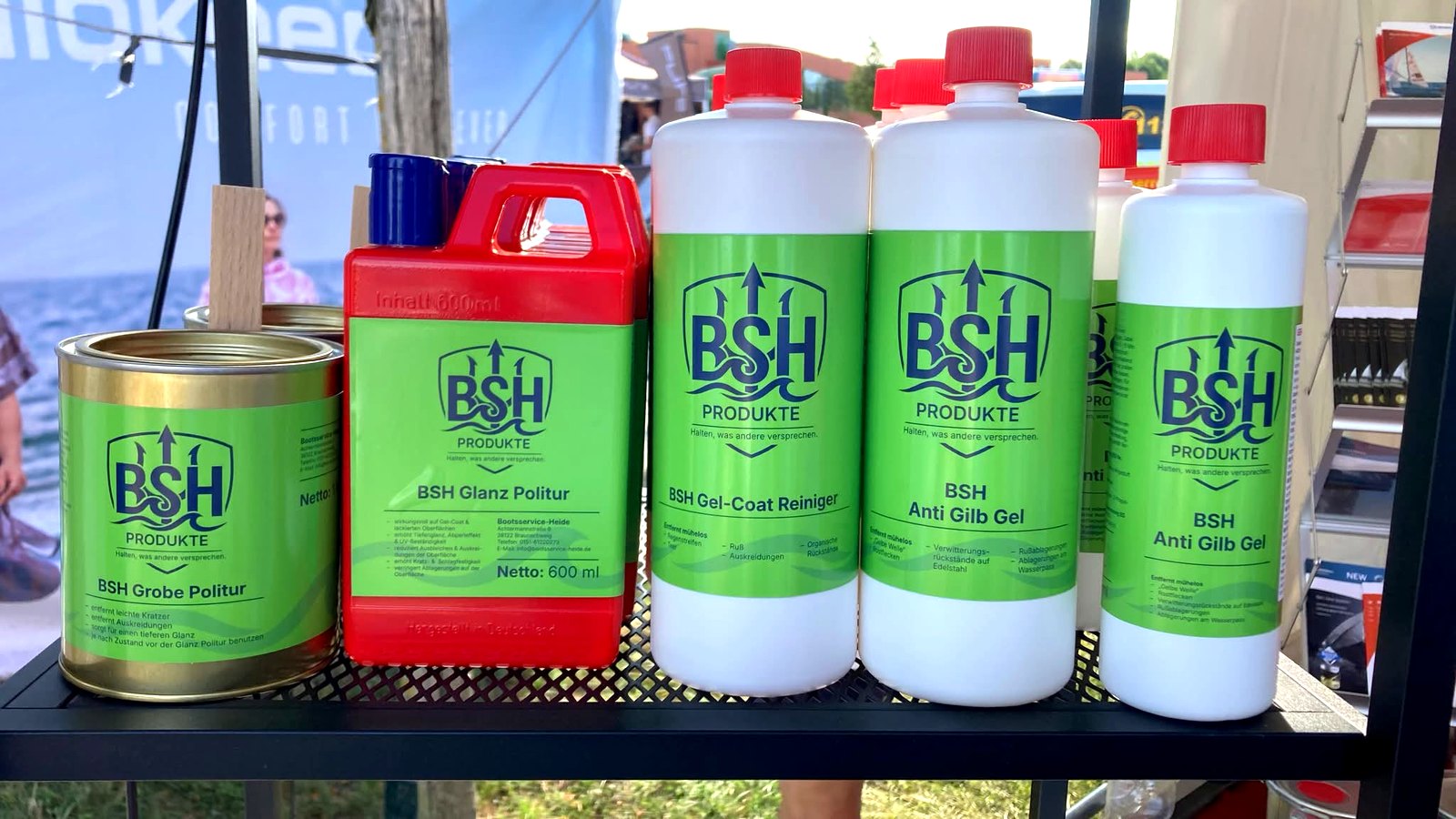 BSH Produkte: Grobe Politur, Glanz Politur, Gel-Coat Reiniger und Anti Gilb Gel